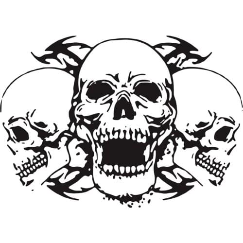 1Pc Skull Head Totem Auto Sticker Car Body Racing Side Door Long Stripe Stickers Auto Vinyl Decal Three Skull Totems Car Decal
