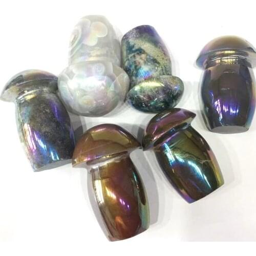 1pcsNatural crystal raw stone Ocean jasper mushroom modelling Carving hand craft Ornament Decoration specimen of ore