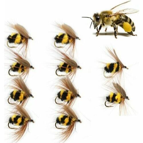 10/20/30/50pcs Bionic Bumble Bee Wasp Insect Trout Fly Fishing Lure Bait Tackle for Angling Fishing Sport