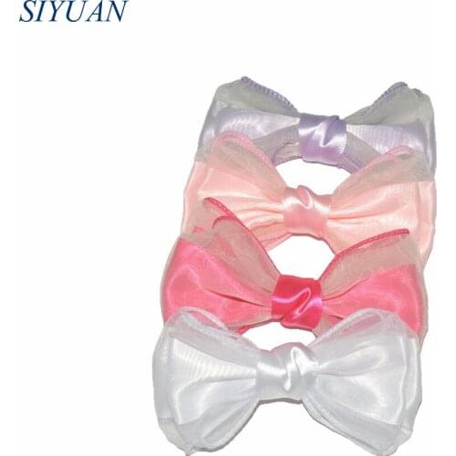 10pcs/lot 4.5*2.8'' Double Layer Smooth Ribbon Lined Silk Bow Bowknot Girl Lovely Hairpin Headwear Accessories HDJ111