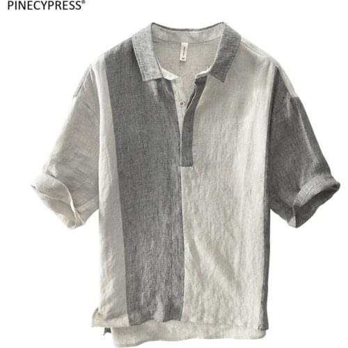 100% Linen Anti-static Breathable Anti-uv Summer Fashion Patchwork Hemp Short Sleeve Man T-shirt Male Quality Men Casual T Shirt