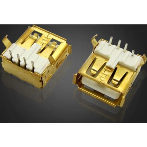 100pcs Micro Usb Connector 2.0 Female Seat AF Seat AF 90 Degrees Curved Feet Covered With No Curling Usb Head Gold-plated