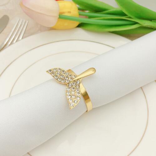 12pcs/lot New Napkin Ring Whale Tail Napkin Buckle Diamond Napkin Circle Cloth Circle Dinner Party Decoration