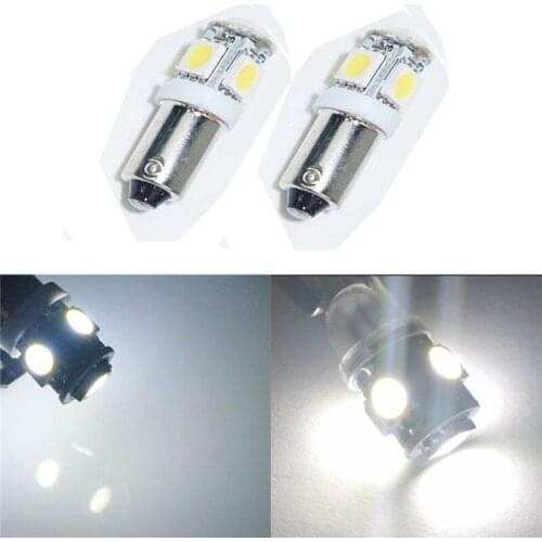 New 2Pcs T11 BA9S White 5050 SMD 5 LED Low Consumption Canbus Ultra Long Life Universal Car Light Bulb T4W H6W 363 12V#272934