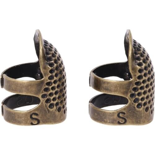 2pcs Sewing Thimble Adjustable Finger Protector Metal Shield Pin Needles DIY Tools Quilting Craft Accessories