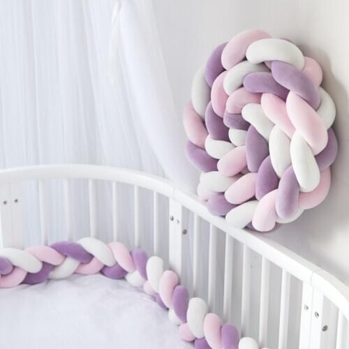 3M Length 3 Braids Baby Bed Braid Knot Pillow Cushion for Infant Weaving Baby Bumper Protector Infant Room Decor