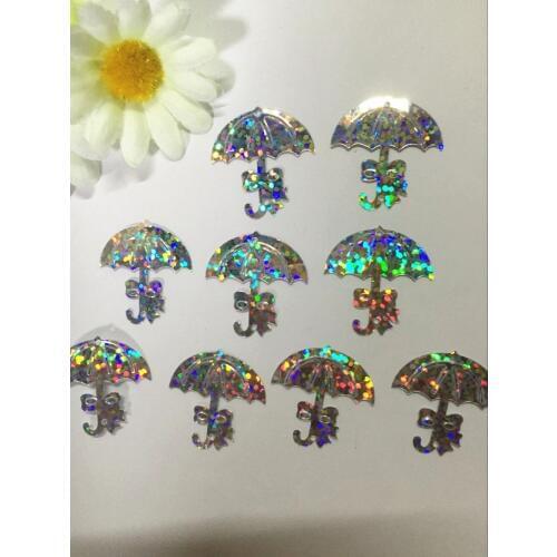 300pcs/lot 23mm Umbrella Sequins With Bow PVC Sewing DIY For Crafts Children Handcraft Laser Hologram Laser Silver