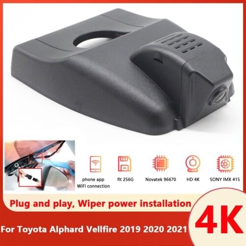 4K Easy to install Car DVR Wifi Video Recorder Dash Cam Camera For Toyota Alphard Vellfire 2019 2020 2021 APP Control Function