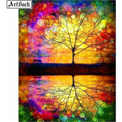 5d diamond painting tree color landscape cross stitch full square diamond mosaic artwork diamond embroidery home decoration