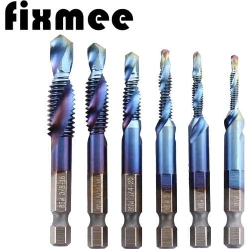 6pcs/set Hand Tap Drill Bits HSS Screw Spiral Point Thread M3 M4 M5 M6 M8 M10 High Speed Steel Hex Shank Machine Taps Kit