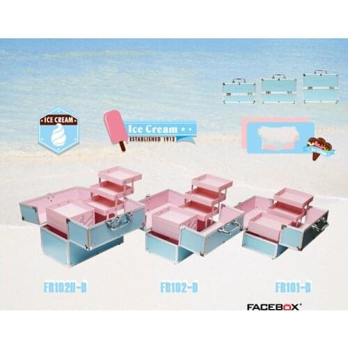 Facebox Aluminum Makeup Case with inner Tray Cosmetic Beauty Box Portable Bag 4 colors 3 types