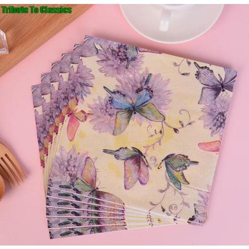 20Pcs/Bag Napkins Paper Butterfly Decoupage Napkin Paper Tissue for Xmas Wedding Decor Party Table Supplies