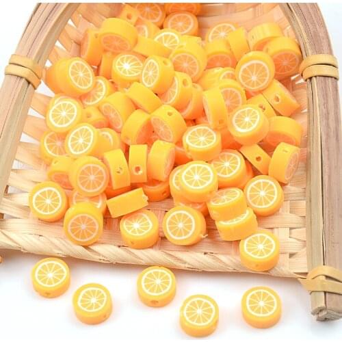 30pcs/Lot Orange Lemon Chips Fruit Polymer Clay Beads Loose Spacer Beads For Jewelry Making DIY Bracelet Accessories