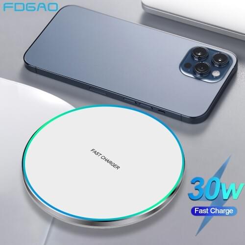 30W Quick Qi Wireless Charger Pad for Samsung S21 S20 S10 S9 Type USB Fast Induction Charging For iPhone 12 11 Pro 8 X XS XR Max