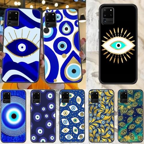 Nazar Boncuğu Evil eye Phone case For Samsung Galaxy Note 4 8 9 10 20 S8 S9 S10 S10E S20 Plus UITRA Ultra black art hoesjes