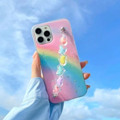 Rainbow Glitter Love Bracelet TPU Case For OPPO Reno 5 Lite 4 3 Find X2 X3 Case for Realme XT C15 5 6i C11 C2 C17 C20 C21 C3 K5