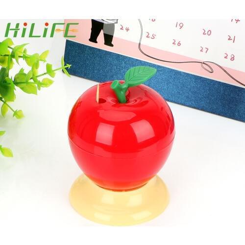 HILIFE Plastic Toothpick Box Automatic Fruit Apple Shape Toothpick Holder Press Type Home Decoration Creative