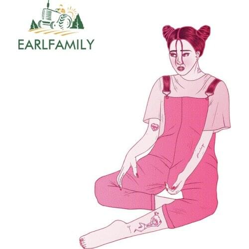 EARLFAMILY 13cm x 8.9cm for Flamingo Girl Car Sticker Creativite Decal Auto Refrigerator Surfboard Trunk Sunscreen Scratch-Proof