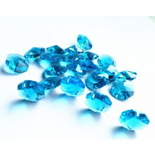 Hot sale Nice 50pcs/lot Bead Curtain Accessories 14mm Crystal Octagon Beads (Free rings ) With 2 Holes Chandelier Beads Curtain