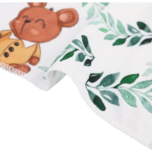 HX5D 2 Pcs Baby Floral Printed Receiving Blanket Headband Set Sleepsack Swaddle Wrap