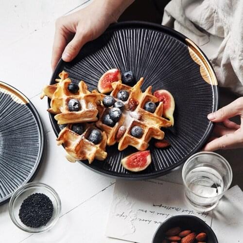 Creative Ceramic Tableware Japanese Embossed Phnom Penh Home Plate Breakfast Plate Western Dessert Plate Sushi Plate Steak Plate