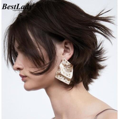 Best Lady Fashion ZA Textured Irregular Earrings for Women Boho Colorful Resin Stud Earrings Accessories Jewelry Party Gift Hot