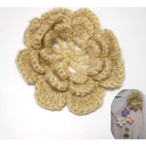 Fashion DIY Hand crocheted flower patches for clothes woven flowers appliques for hairpin cashmere sweater