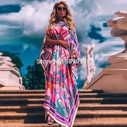 2021 fashion leopard printed kuwait kaftan abaya femme robe summer Maxi dress Bohemian dress elegant beach dress women Traf