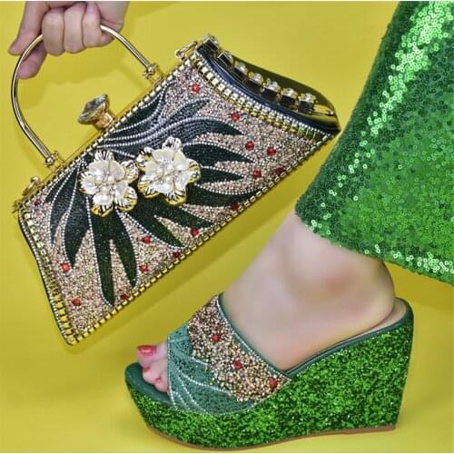 Doershow Italian Shoes And Bag Sets For Evening Party With Stones Italian Leather Handbags Match Bags! SUK1-17