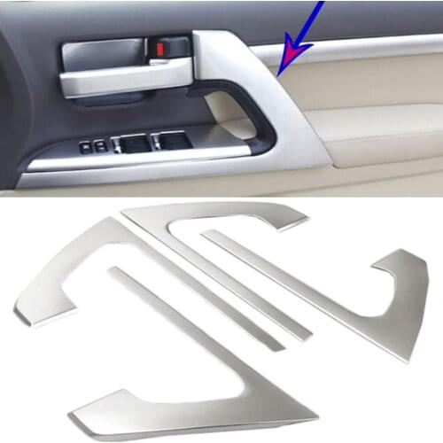 Car-styling ABS Chrome Car Door Armrest Stripe Cover Trim 4pcs for Toyota Land Cruiser LC200 2008-2016