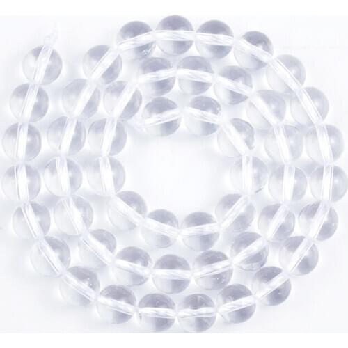 Natural Stone Smooth Transparent White Crystals Round Loose Beads 4/6/8/10/12mm for Jewelry Making DIY Bracelet Accessories