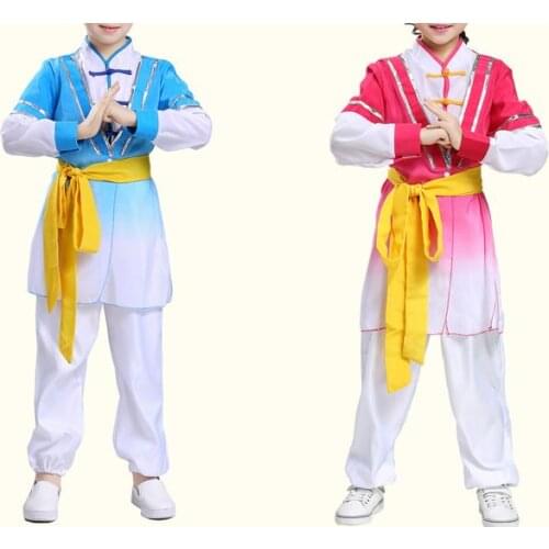 2017 new unisex boys/girls Pupils martial arts wushu performance clothing children kung fu tai chi suits training costumes cool