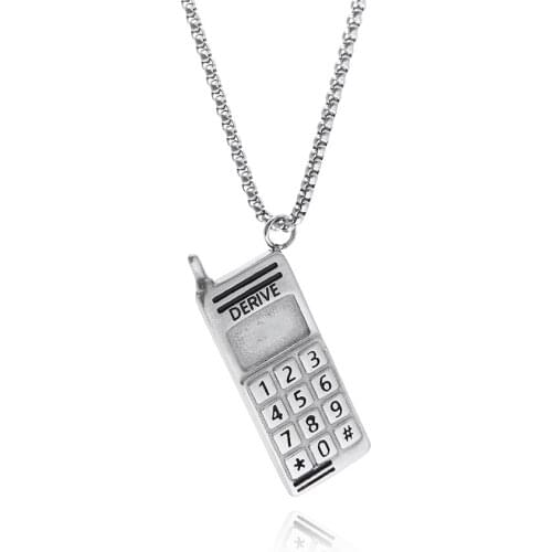 Original Mobile Phone Jumping Di Necklace Retro Design Hip Hop Cool Style Ins Bronze Sweater Chain Fun Accessories