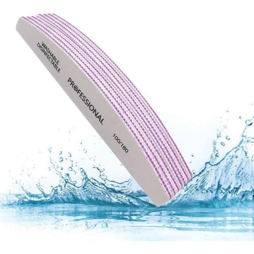 10 Pcs/Lot White Nagelvijl 100/180 Nail File Washable Manicure Sanding Finger Buffer Tools Banana Nail Polish File High Quality