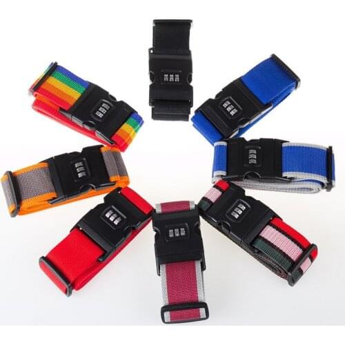 Adjustable Luggage Strap 200CM Length Luggage Strap Adjustable Travel Suitcase Nylon Password Lock Buckle Strap Baggage Belt Tag