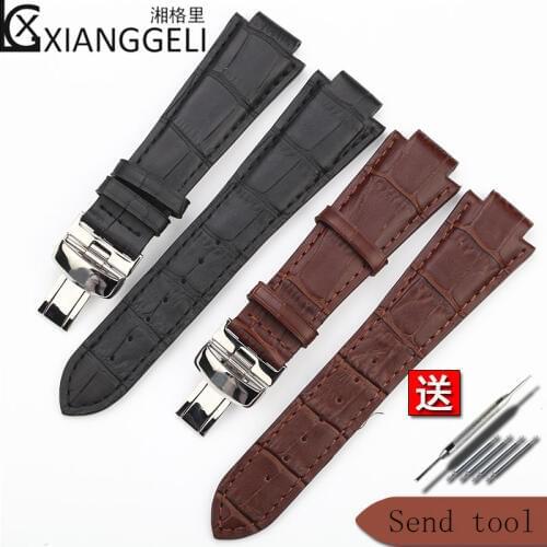 Watch accessories mens leather strap convex 14mm for Tissot T60 sports waterproof ladies black leather strap buckle