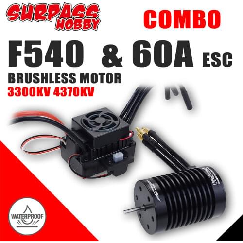 SURPASS HOBBY Combo 60A ESC F540 Sensorless Waterproof Brushless Motor 3300KV 4370KV for 1/10 RC Car Traxxas Axial Off-road Car