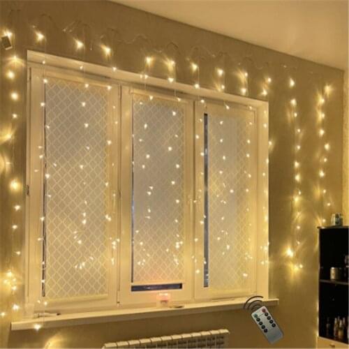 Remote 3*1M 100LED Copper Wire Icicle lights USB Curtain Light Strings for Home Wedding Garden Christmas Fairy Lights Garland