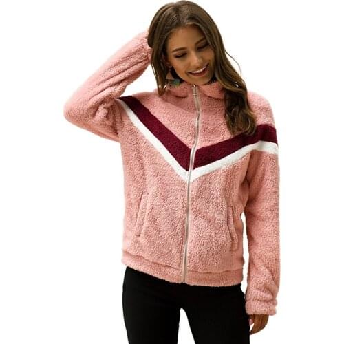 Autumn Winter New Plush Coat Sweatshirts Women Long Sleeve Turtleneck Patchwork Zipper Female Streetwear Harajuku Sweatshirts