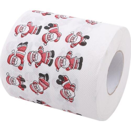Santa Merry Christmas Patterns Toilet Paper Home Bath Living Room Toilet Paper Tissue Roll Xmas Decor Rolling Paper