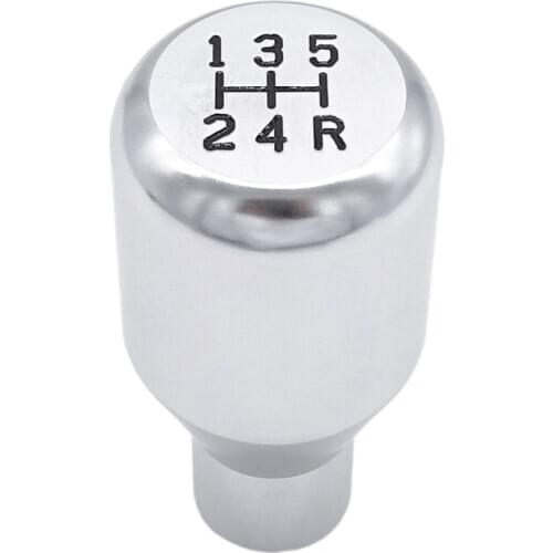 Universal Silver Car 5 Speed Aluminum Shift Knob Manual Gear Stick Shifter Adapter Auto for Most Car of Different Models