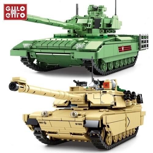 Military Series Main Battle Tank Building Blocks M1A2 Abrams T-14 ARMATA Heavy Tank City Army Kids Toys Children Gifts