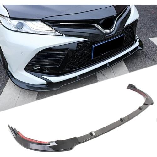 Car Front Bumper Lip Cover Glossy Black ABS Trim Protection For 2018 Toyota Camry 18 SE Version Only