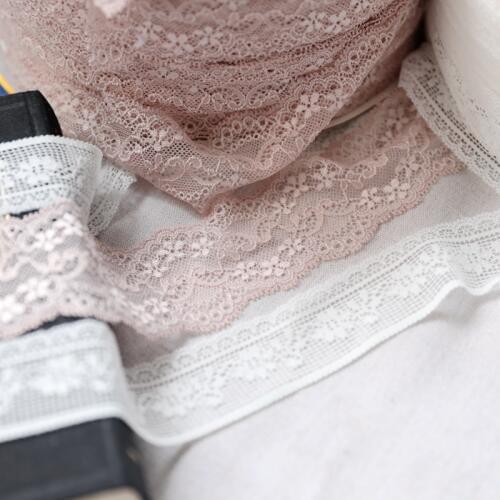 10Meters/Lot Exquisite Light Purple 6cm/ Milk White 3cm Elastic Lace Trim DIY Sewing Accessories X464
