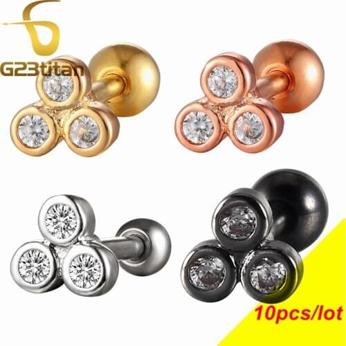 10pcs\Lot Wholesale Jewelry G23 titan Ear Cartilage Earrings Tragus Piercing Medical Steel Bar Ladies Body Jewellry Piercing