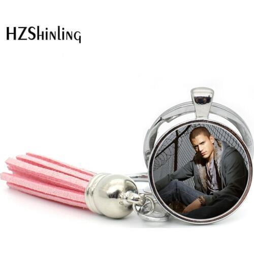2017 Fashion Prison Break Tassel Key Chain US TV Keyring Handmade Accessory Glass Cabochon Keychains Gifts Fans