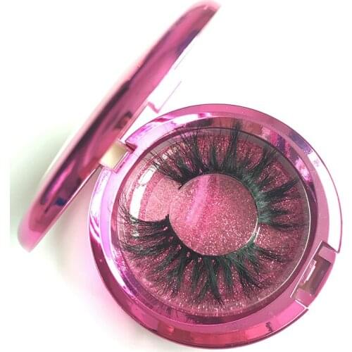 25mm Lashes 6pairs/lot with Circle Eyelash Packaging 5D Real Mink Eyelash