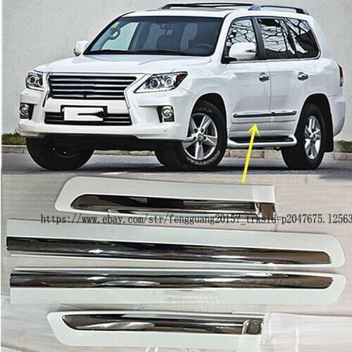 For LEXUS LX570 2008-2015 4pcs ABS Chrome Door Body Bottom Strips Cover Trim