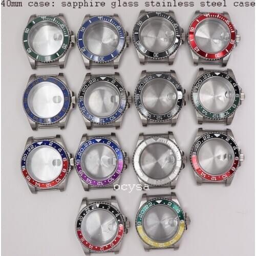 40mm GMT sapphire glass ceramic, aluminum bezel bezel, 316L stainless steel case suitable for Miyota 8215 ETA 2813.3804 movement