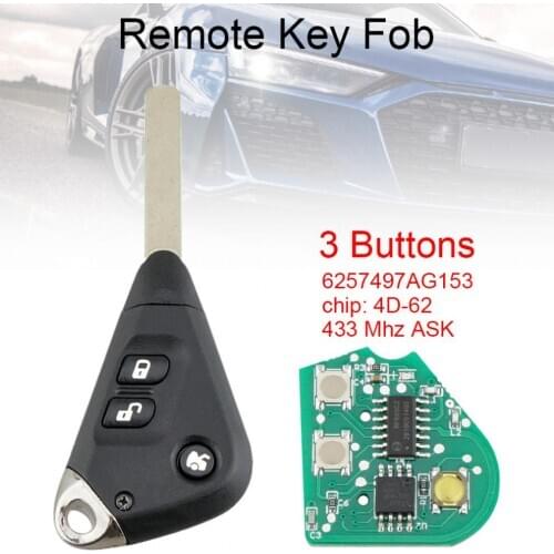 433MHz ASK Keyless Smart Remote Car Key Fob 57497AG153 Fit for Subaru Forester Impreza Liberty Outback 2004 - 2009 New
